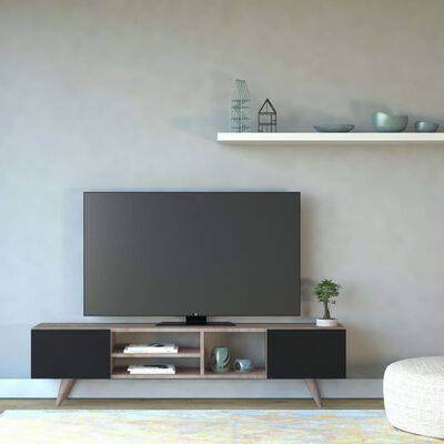 Homemania TV-bänk Dore 160x29,7x40,6cm cm svart och valnötsträ