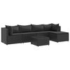 vidaXL Loungegrupp med dynor 6 delar svart konstrotting