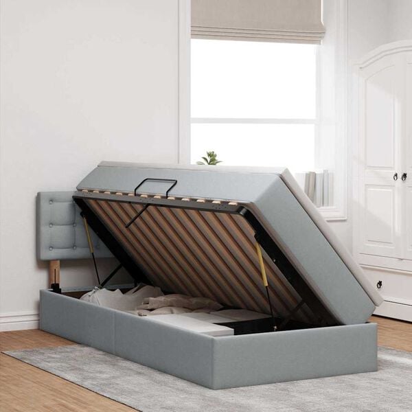 vidaXL F&ouml;rvaringss&auml;ng med madrass Ljusgr&aring; 90 x 190 cm Konstruerat tr&auml;