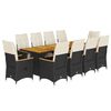 vidaXL Matgrupp f&ouml;r tr&auml;dg&aring;rden med dynor 11 delar svart konstrotting
