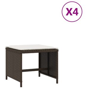 vidaXL Tr&auml;dg&aring;rdspallar med dynor 4 st brun 40x40x35 cm konstrotting