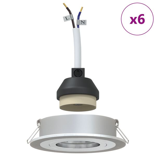 vidaXL Spotlights med strålkastare 6 pcs Silver 9 x 9 x cm Aluminium