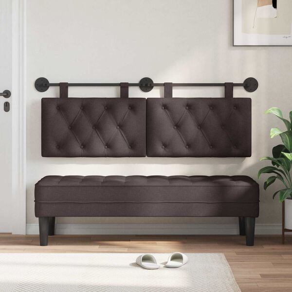 vidaXL H&auml;ngande Huvudgavel V&auml;ggmonterad M&ouml;rkbrun 150 x 55 x 7 cm tyg