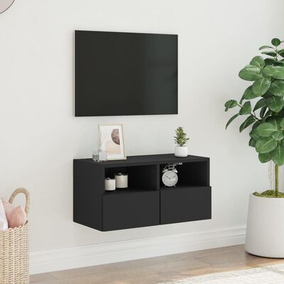 vidaXL Väggmonterad tv-bänk svart 60x30x30 cm konstruerat trä