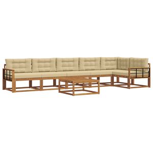vidaXL Utomhussoffset med kudde 7 pcs Naturlig och Beige