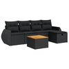 vidaXL Loungegrupp med dynor 6 delar svart konstrotting