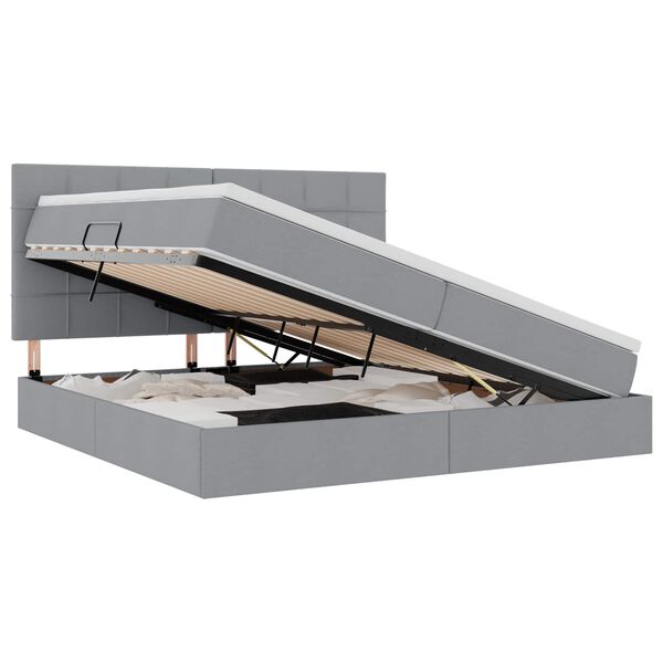 vidaXL F&ouml;rvaringss&auml;ng med madrass Ljusgr&aring; 200 x 200 cm Polyester