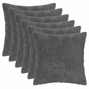 vidaXL Kudd&ouml;verdrag 6 st HEERLEN M&ouml;rkgr&aring; 30 x 30 cm Faux Kaninp&auml;ls