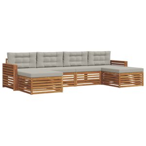 vidaXL Soffgrupper 6 pcs Naturlig och Ljus Gr&aring; Massivt Akaciatr&auml;