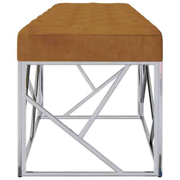 vidaXL B&auml;nk 97 cm brun sammetstyg och rostfritt st&aring;l