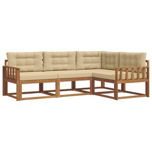 vidaXL Utomhussoffset med kudde 4 pcs Naturlig och Beige