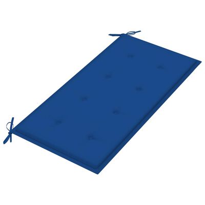 vidaXL Trädgårdsbänk med kungsblå dyna 112 cm massiv teak