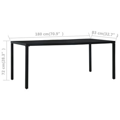vidaXL Trädgårdsbord svart 180x83x72 cm stål