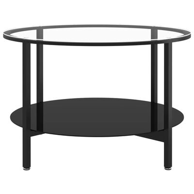 vidaXL Soffbord svart och transparent 70 cm härdat glas