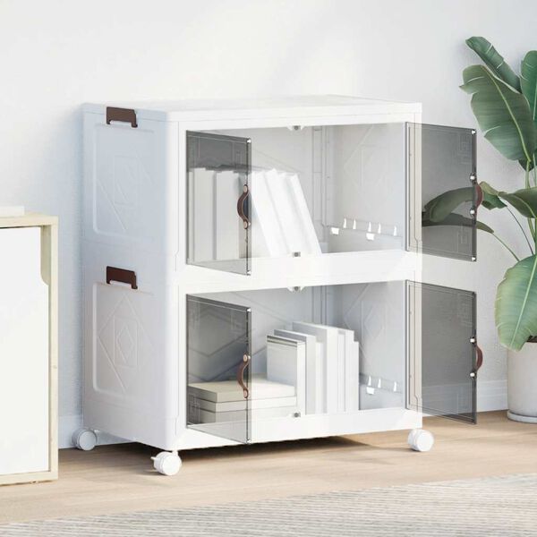 vidaXL F&ouml;rvaringsl&aring;da stapelbar med hjul 2 niv&aring;er 75 L 64x40x76 cm