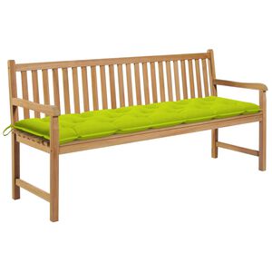 vidaXL Tr&auml;dg&aring;rdsb&auml;nk med ljusgr&ouml;n dyna 175 cm massiv teak
