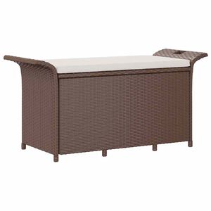 vidaXL Tr&auml;dg&aring;rdsb&auml;nk med dyna brun 116x46x57 cm konstrotting