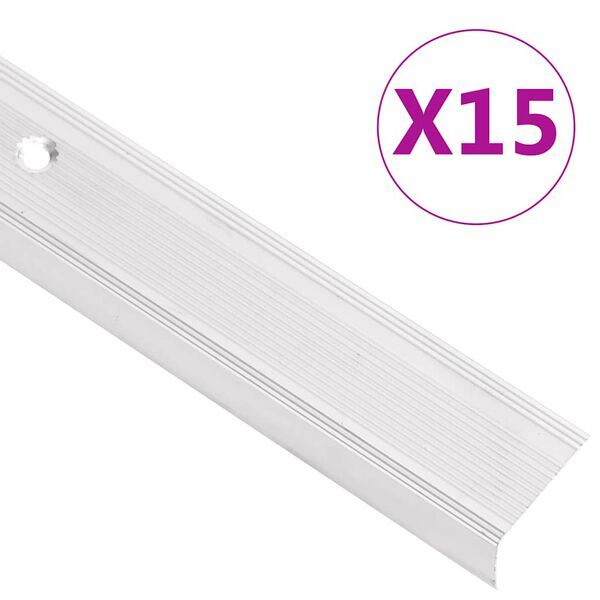 vidaXL Trappn&auml;sor i L-form 15 st aluminium 90 cm silver