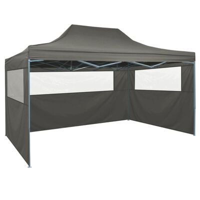 vidaXL Hopfällbart tält med 3 väggar 3x4,5 m antracit