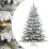 vidaXL Plast Hingad Julgran med LED -remsljus Vit 210 cm PE och PVC