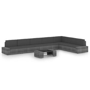 vidaXL Loungegrupp f&ouml;r tr&auml;dg&aring;rden 8 delar gr&aring; konstrotting