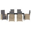 vidaXL Tr&auml;dg&aring;rdsm&ouml;belset med kudde 7 pcs Beige konstrotting
