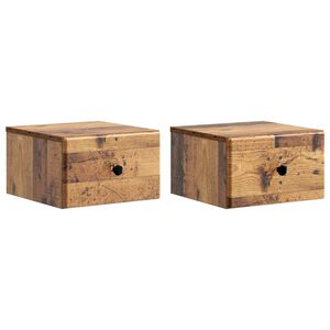 vidaXL V&auml;ggmonterat S&auml;ngbord 2 pcs Gammalt tr&auml; 34,5 x 33 x 20 cm