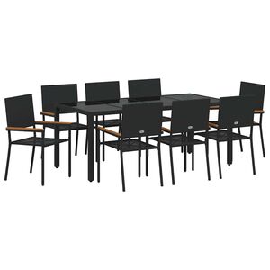 vidaXL Tr&auml;dg&aring;rdsm&ouml;belset 9 st Svart konstrotting