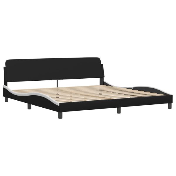vidaXL Bed with Mattress "Zadar" Black and White 200x200 cm Faux Leather