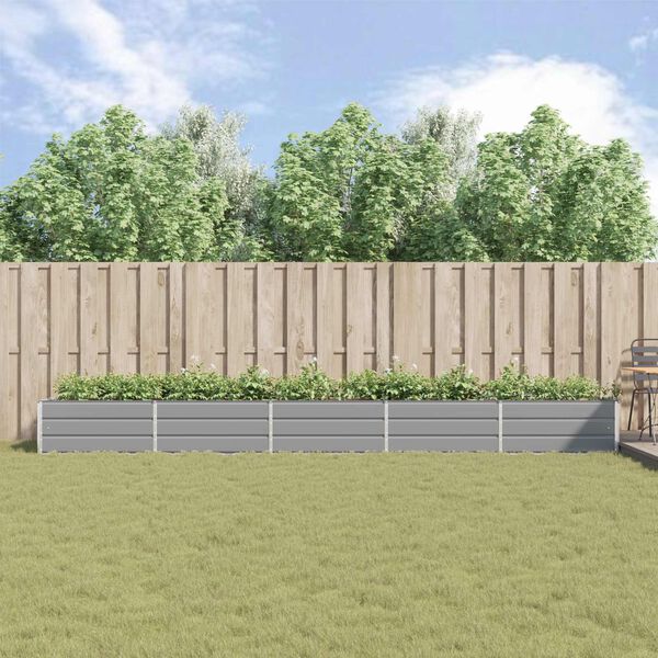 vidaXL Planteringsk&auml;rl Ljusgr&aring; 480 x 100 x 45 cm Galvaniserat St&aring;l