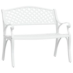 vidaXL Tr&auml;dg&aring;rdsb&auml;nk 102 cm gjuten aluminium vit