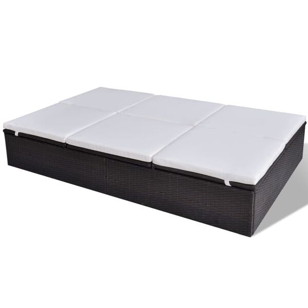 vidaXL Dubbel solsäng med dyna konstrotting brun