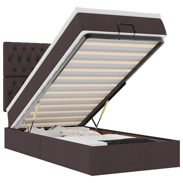 vidaXL Ottoman s&auml;ngram med madrass m&ouml;rkbrun 80x200 cm tyg