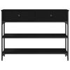 vidaXL Konsolbord med l&aring;da Svart Ek 72,5 x 25 x 75 cm Konstruerat tr&auml;