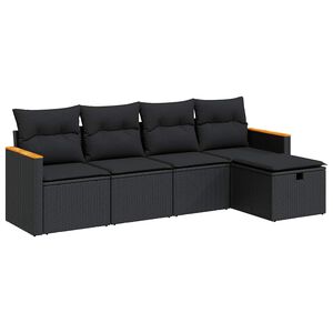 vidaXL Loungegrupp f&ouml;r tr&auml;dg&aring;rden med dynor 5 delar svart konstrotting