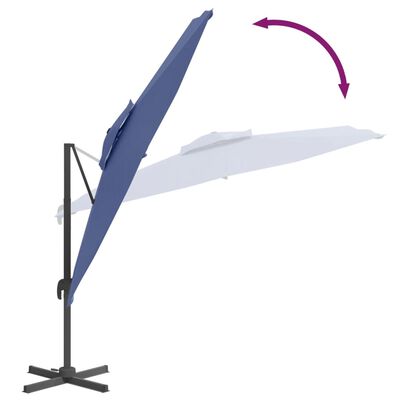 vidaXL Frihängande parasoll med ventilation azurblå 400x300 cm