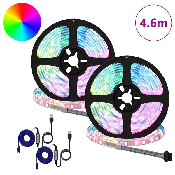 vidaXL LED Band 2 pcs Svart och Transparent 2300 mm Koppar och plast