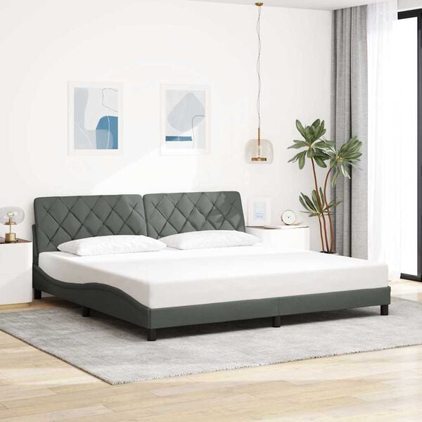 vidaXL Bed Frame with LED without Mattress Dark Grey 200x200 cm Fabric