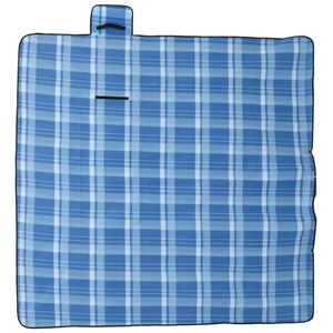 vidaXL Picknickfilt vikbar bl&aring; pl&auml;d 200x200 cm sammet