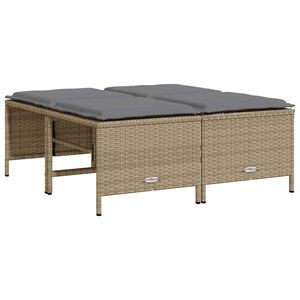 vidaXL Tr&auml;dg&aring;rdspallar med dynor 4 st beige konstrotting