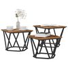 vidaXL Kaffeebord 3 pcs Gammalt tr&auml; Konstruerat tr&auml; och st&aring;l