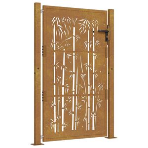 vidaXL Trädgårdsgrind 100x150 cm cortenstål bambudesign