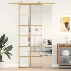 vidaXL Skjutd&ouml;rr guld 76x205 cm klart ESG-glas och aluminium
