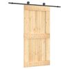 vidaXL Skjutd&ouml;rr Naturlig och svart 100 x 210 cm Massiv furutr&auml;d&ouml;rr
