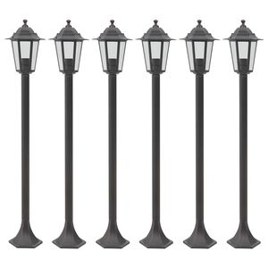 vidaXL Lyktstolpar f&ouml;r tr&auml;dg&aring;rd 6 st E27 110 cm aluminium brons