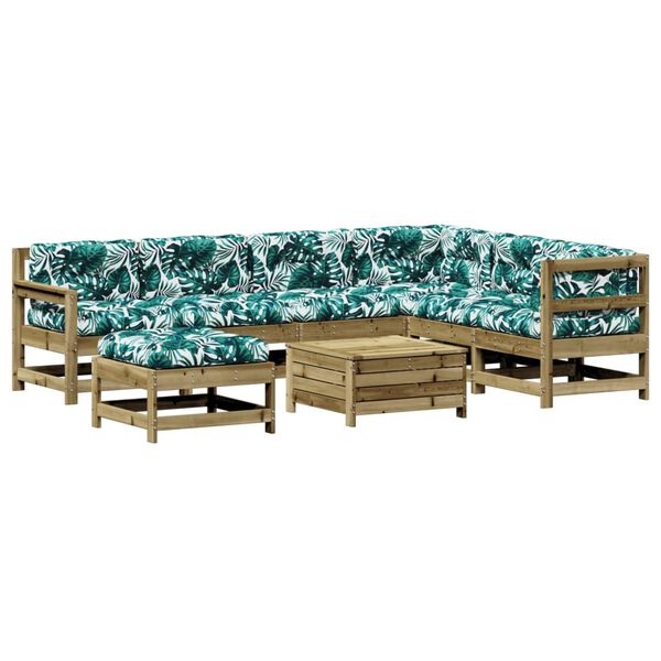 vidaXL Loungegrupp med dynor 8 delar impregnerad furu