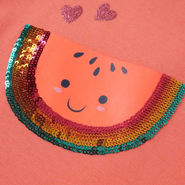 T-shirt med volang&auml;rmar f&ouml;r barn korall 104