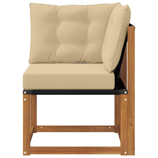 vidaXL Uteh&ouml;rnsoffa Massivt akaciatr&auml; och Textilene-tyg Naturf&auml;rg