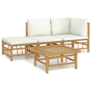 vidaXL Loungegrupp 4 delar gr&auml;ddvita dynor bambu