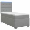 vidaXL Boxspring s&auml;ng med madrass och LED Ljusgr&aring; 90 x 190 cm Tyg